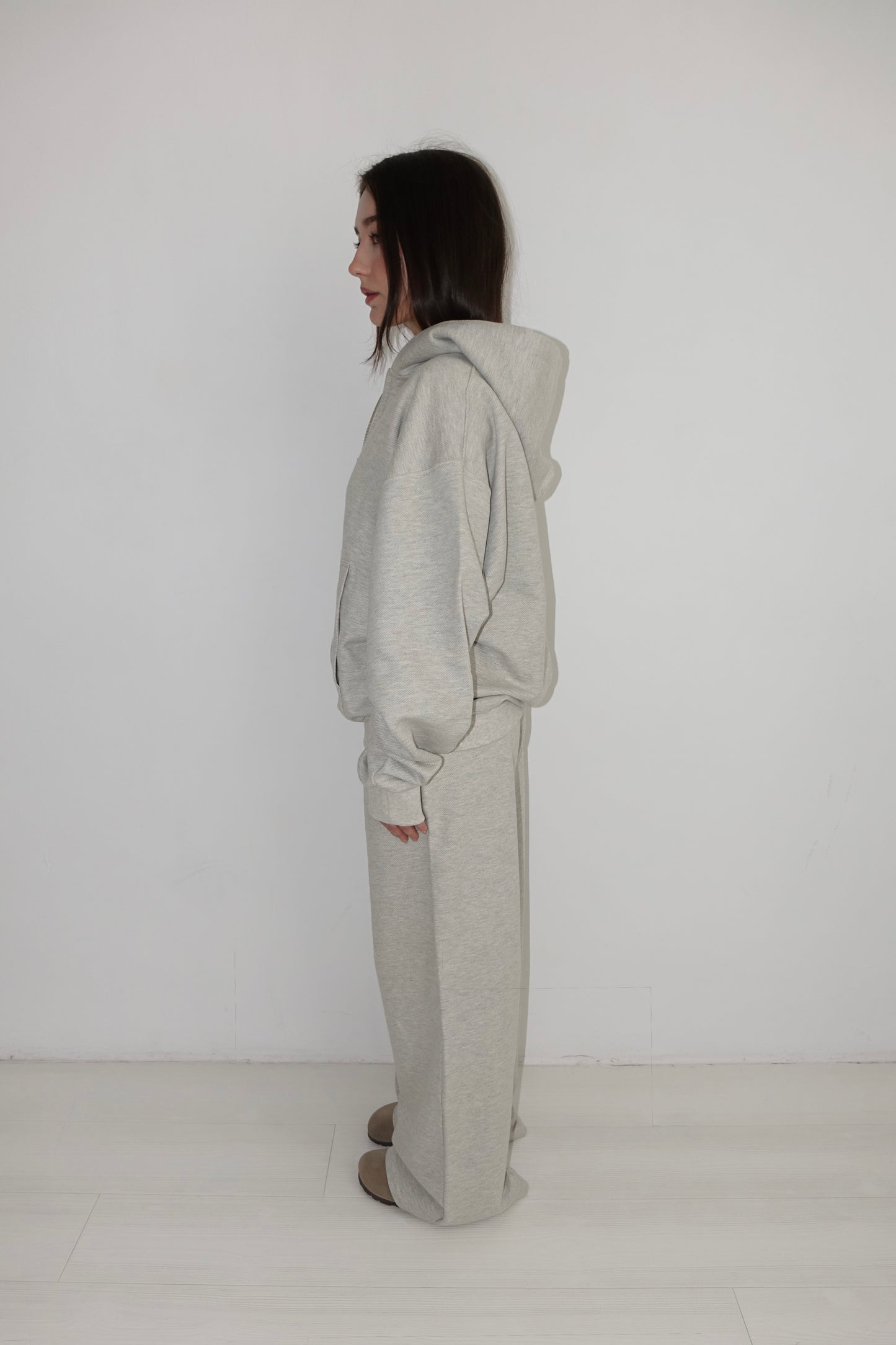 GRAY OVERSIZE ZIP HODDIE