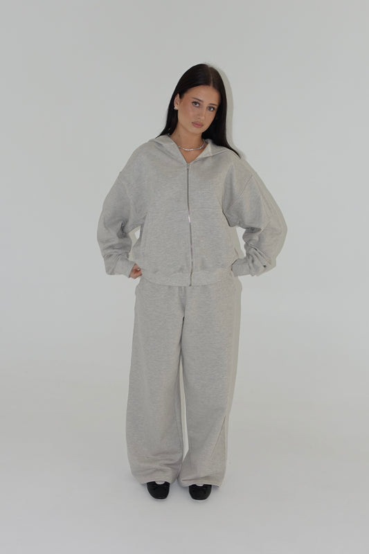 GRAY OVERSIZE ZIP HODDIE