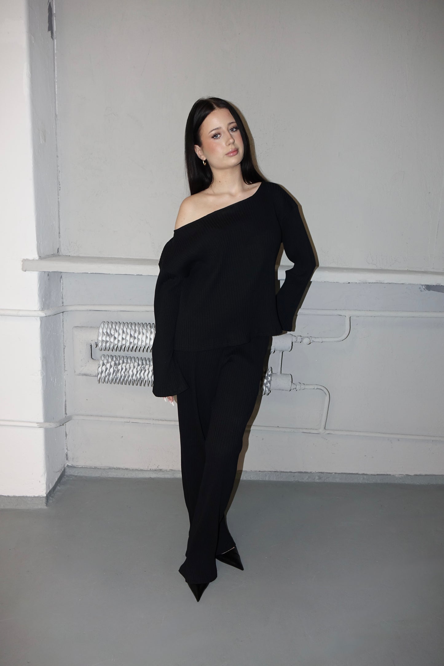 BLACK RIBBED SET