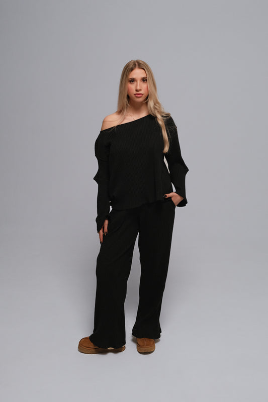 BLACK RIBBED SET